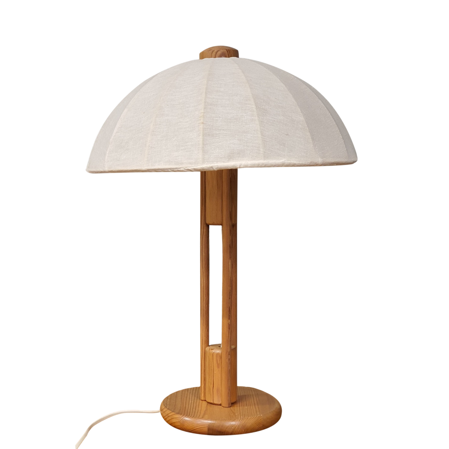 Vintage Italian Wood Base Umbrella Table Lamp