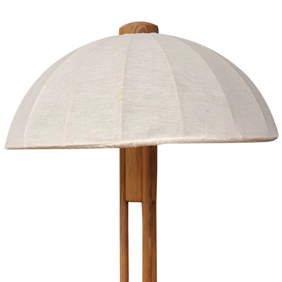 Vintage Italian Wood Base Umbrella Table Lamp