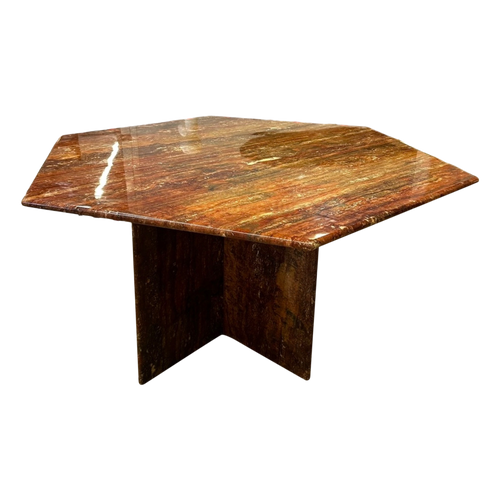 Hexagonal Spanish Red Travertine Dining Table