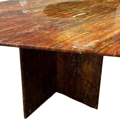 Hexagonal Spanish Red Travertine Dining Table