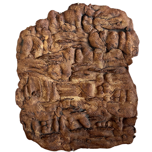 Carved Textured Relief Wall Sculpture