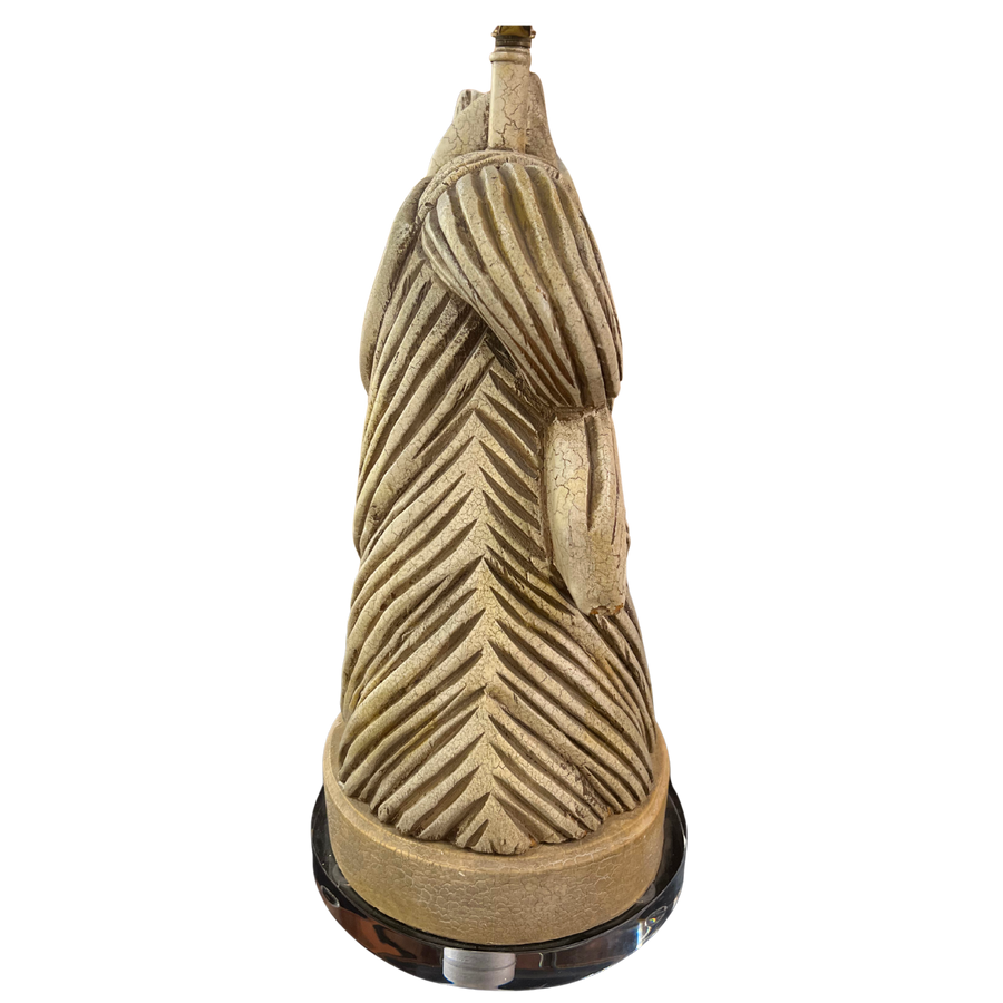 Pair of Carved Plaster Horse Head Lamps