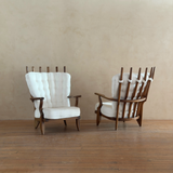Pair of Guillerme et Chambron For Votre Maison 'Grand Repos' Lounge Chairs in Oak