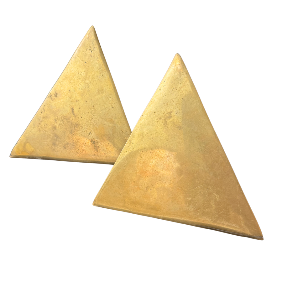 Pair of Geometric Brass Bookends
