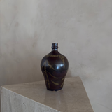 Studio Pottery Bottle Vase with Ochre Brushwork