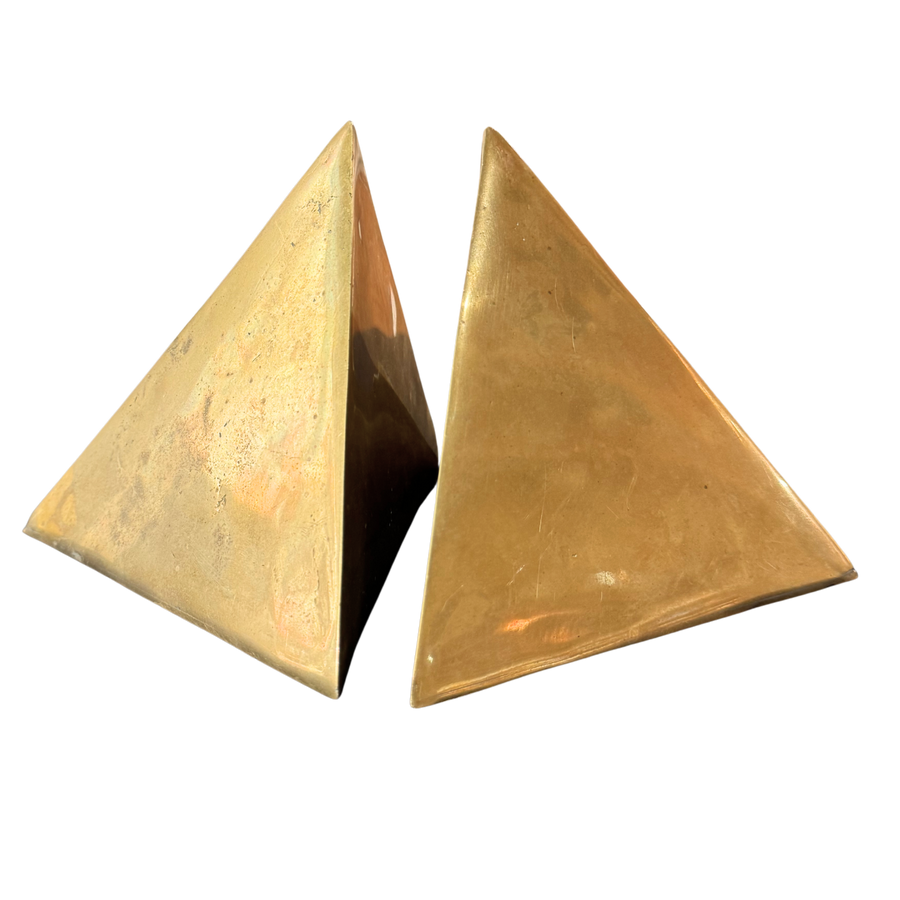 Pair of Geometric Brass Bookends