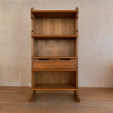 Sculptural Wood Bookcase with Geometric Details