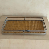 Brass Trim Woven Tray