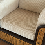 Pair of Vintage French Natural Wicker and Ebony Chairs