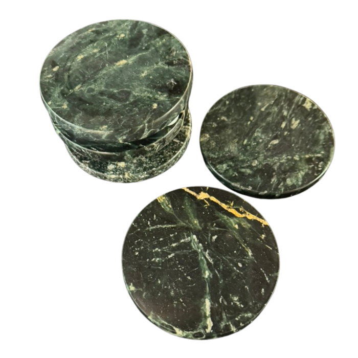 Set of 5 Green Marble Coasters