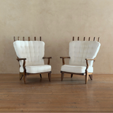 Pair of Guillerme et Chambron For Votre Maison 'Grand Repos' Lounge Chairs in Oak