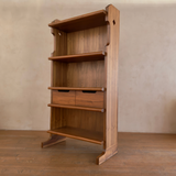 Sculptural Wood Bookcase with Geometric Details