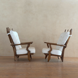 Pair of Guillerme et Chambron For Votre Maison 'Grand Repos' Lounge Chairs in Oak