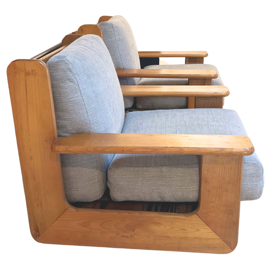 Pair of Oak Frame Lounge Chairs