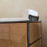 Pair of Vintage French Natural Wicker and Ebony Chairs