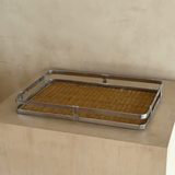 Brass Trim Woven Tray