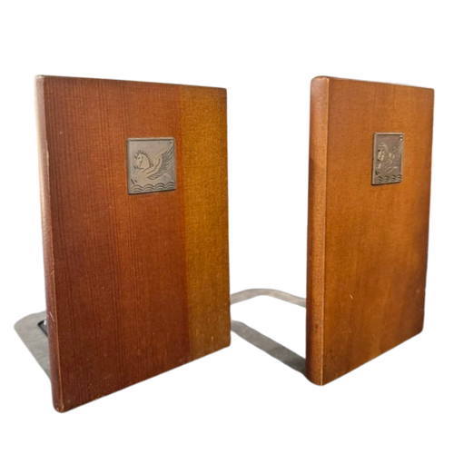 Pair of Walnut Crest Bookends