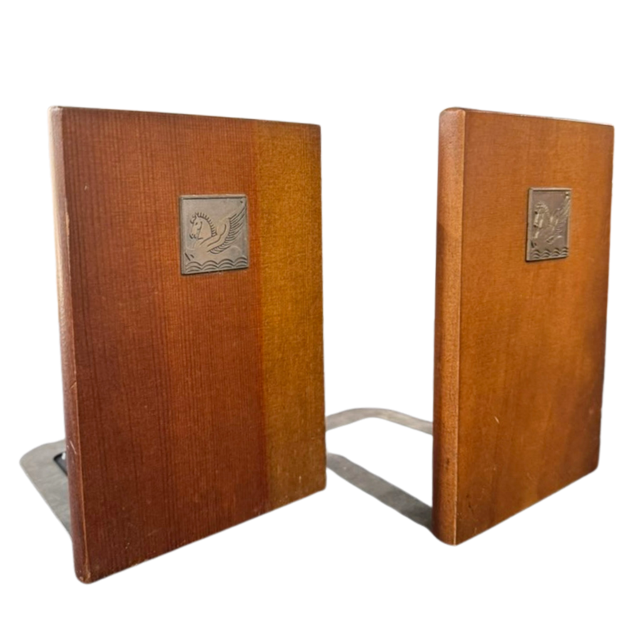 Pair of Walnut Crest Bookends