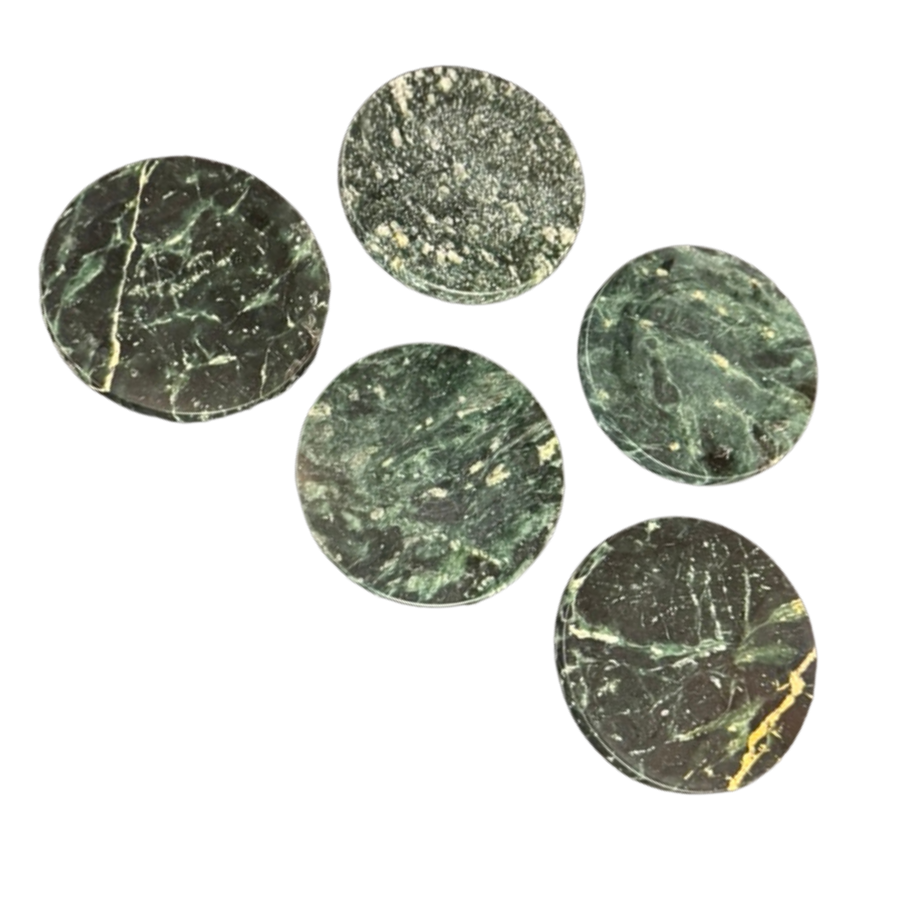 Set of 5 Green Marble Coasters
