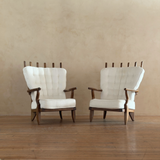 Pair of Guillerme et Chambron For Votre Maison 'Grand Repos' Lounge Chairs in Oak