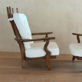 Pair of Guillerme et Chambron For Votre Maison 'Grand Repos' Lounge Chairs in Oak