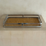 Brass Trim Woven Tray