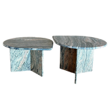Vintage Pair of Pink and Charcoal Stone Coffee Tables