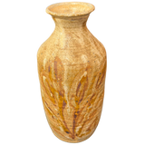 Textured Ceramic Vessel with Leaf Motif