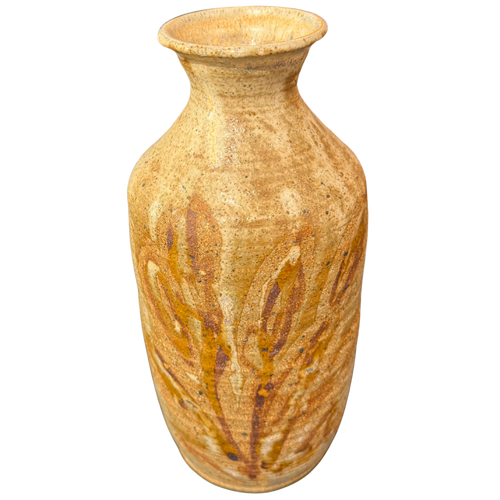 Textured Ceramic Vessel with Leaf Motif