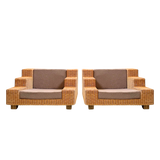Pair of Tiered Wicker Lounge Chairs