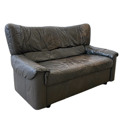 High Back Espresso Leather Sofa