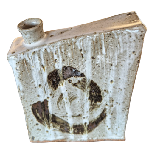 Rectangular Studio Ceramic Vase with Abstract Glaze