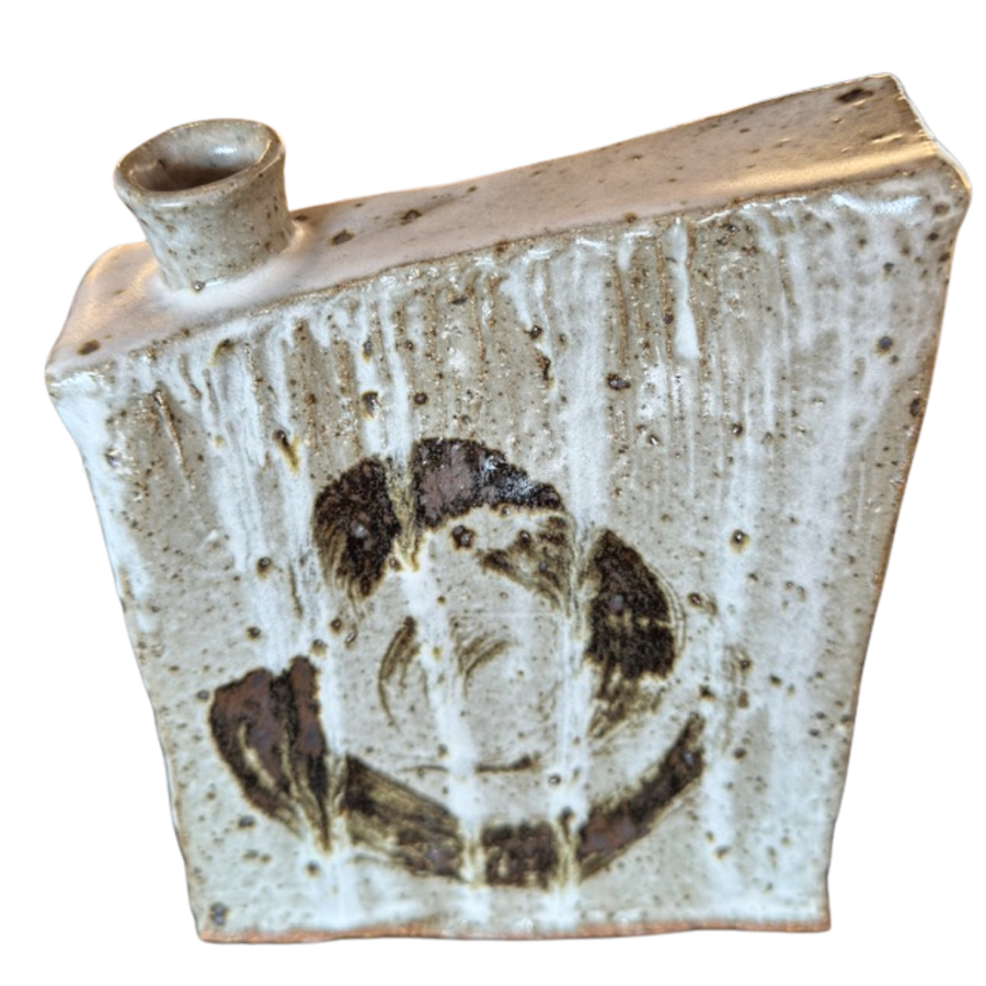Rectangular Studio Ceramic Vase with Abstract Glaze
