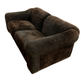 Chocolate Suede Barrel Arm Sofa, Italy, 1970s