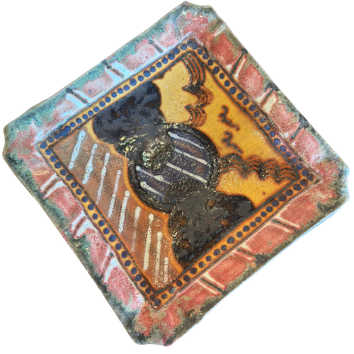 Colorful Glazed Ceramic Abstract Tray