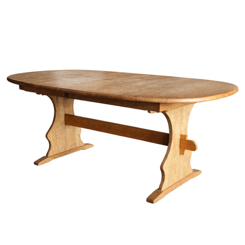 Vintage Swedish Oak Trestle Dining Table