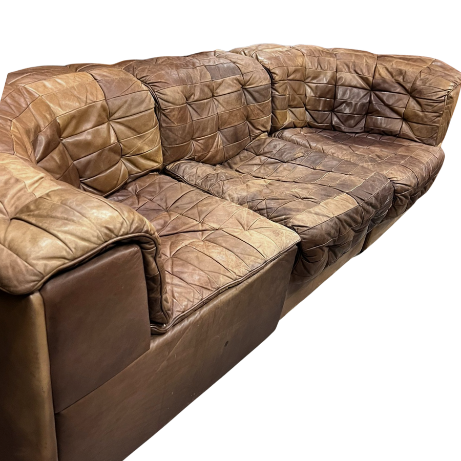 3 Piece Caramel Leather 'DS-11' Patchwork Sofa by De Sede