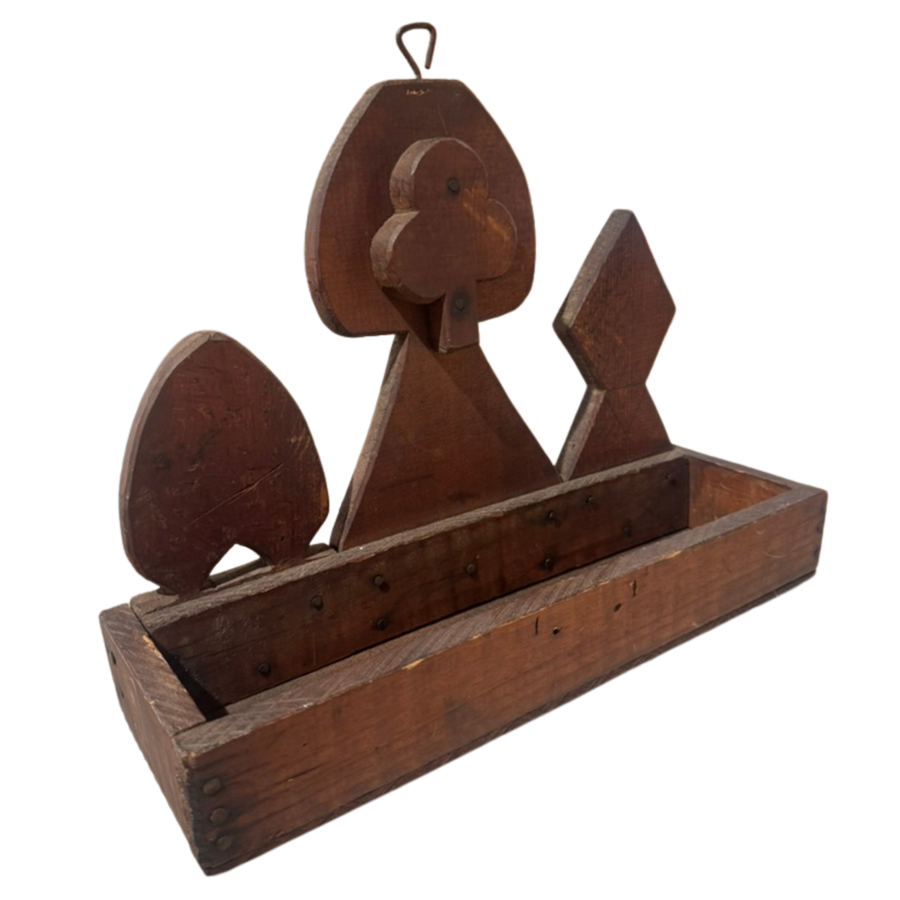 Wooden Playing Card Motif Wall Hanging with Shelf