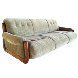 Vintage Sage Green Spanish Oak Framed Sofa, 1960s