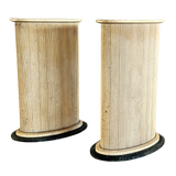 Italian Ribbed Travertine Oval Pedestal