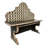 Painted Geometric Back Bench with Scroll Detail