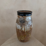 Studio Pottery Vase with Black Rim and Drip Glaze