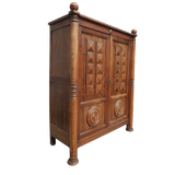 Hand Carved Oak Armoire by Charles Dudouyt, 1940s