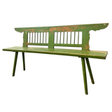 Rustic Apple Green Slat Back Bench