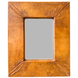Vintage French Molded Leather Wall Mirror