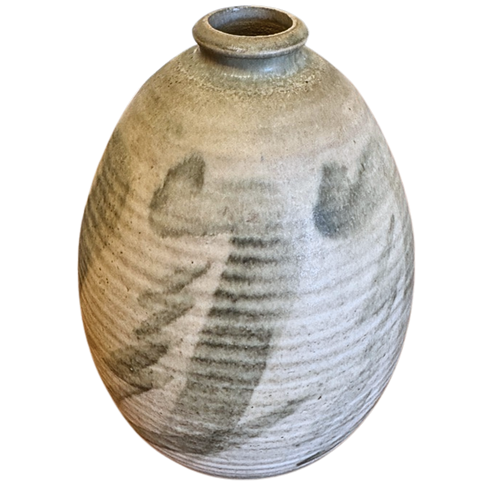 Stoneware Vase with Brushed Glaze Detail