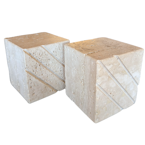 Fratelli Manelli Carved Travertine Bookends