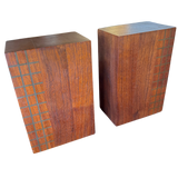 Pair of Wood Grid Pattern Bookends