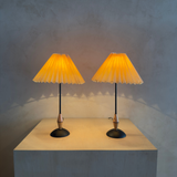 Wood Accented Pleated Shade Table Lamps