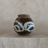 Studio Pottery Rounded Vessel with Brushwork Design